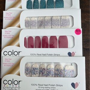 Colorstreett nail strips bundle, sealed in package. Bundle of 4